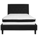 Black,Full |#| Full Size Panel Tufted Black Fabric Platform Bed with Memory Foam Mattress