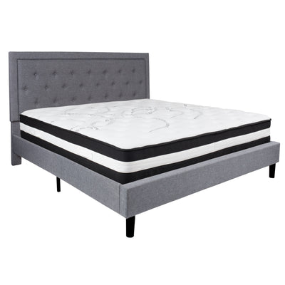 Roxbury Panel Tufted Upholstered Platform Bed and Pocket Spring Mattress