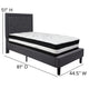 Dark Gray,Twin |#| Twin Size Panel Tufted Dk Gray Fabric Platform Bed with Pocket Spring Mattress