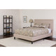 Beige,Queen |#| Queen Size Panel Tufted Beige Fabric Platform Bed with Pocket Spring Mattress