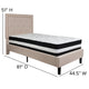 Beige,Twin |#| Twin Size Panel Tufted Beige Fabric Platform Bed with Pocket Spring Mattress