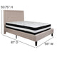 Beige,Full |#| Full Size Panel Tufted Beige Fabric Platform Bed with Pocket Spring Mattress