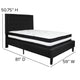 Black,Full |#| Full Size Panel Tufted Black Fabric Platform Bed with Pocket Spring Mattress