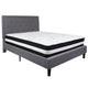 Light Gray,Queen |#| Queen Size Panel Tufted Lt Gray Fabric Platform Bed with Pocket Spring Mattress