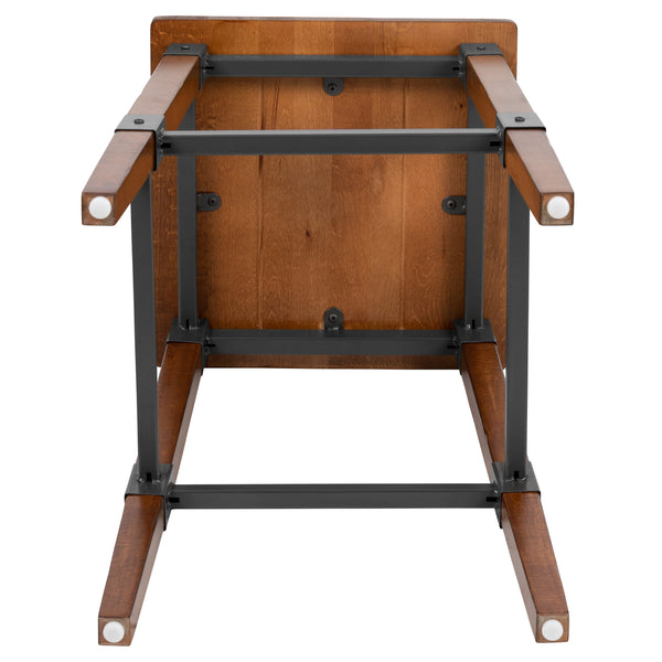 Commercial Grade Rustic Walnut Industrial Style Backless Wood Barstool