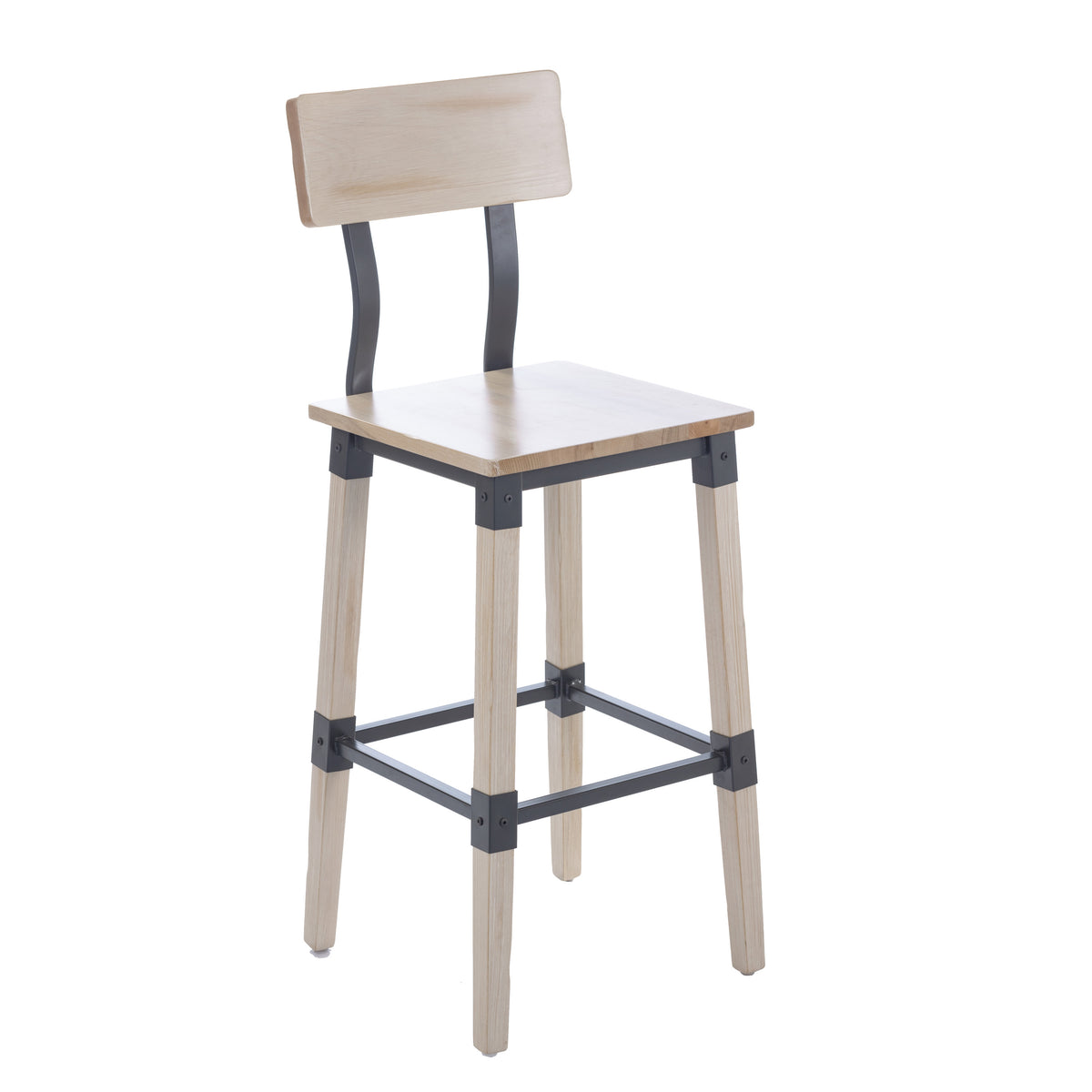 Antique White |#| Commercial Grade Rustic Industrial Style Wood Dining Barstool in Antique White
