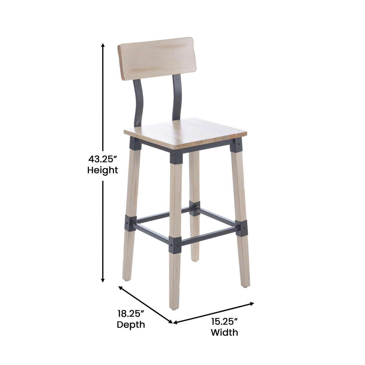 Antique White |#| Commercial Grade Rustic Industrial Style Wood Dining Barstool in Antique White