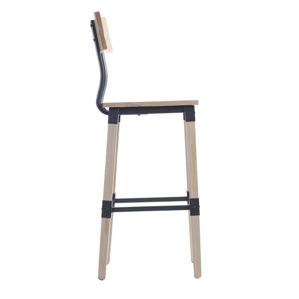 Antique White |#| Commercial Grade Rustic Industrial Style Wood Dining Barstool in Antique White