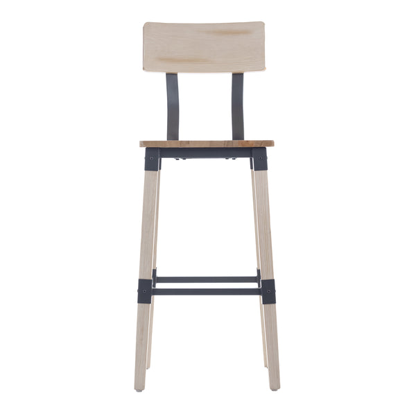 Antique White |#| Commercial Grade Rustic Industrial Style Wood Dining Barstool in Antique White