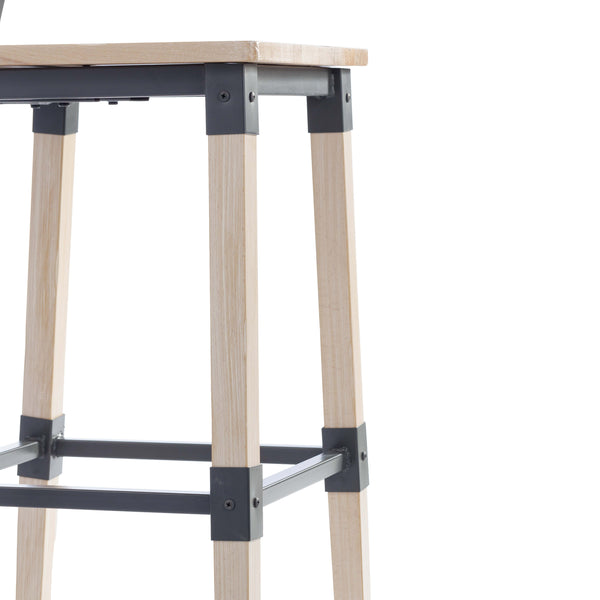 Antique White |#| Commercial Grade Rustic Industrial Style Wood Dining Barstool in Antique White