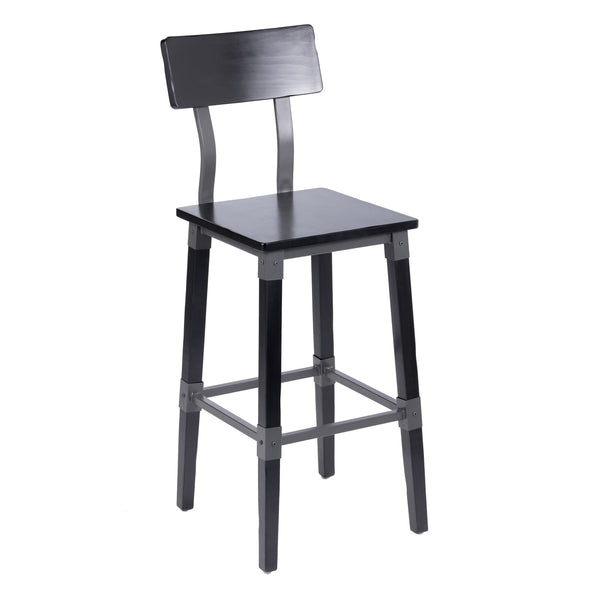 Black |#| Commercial Grade Rustic Industrial Style Wood Dining Barstool in Black