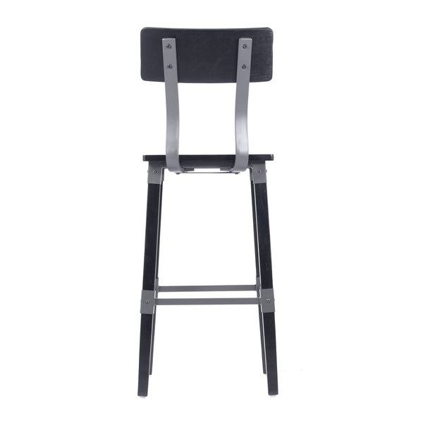 Black |#| Commercial Grade Rustic Industrial Style Wood Dining Barstool in Black
