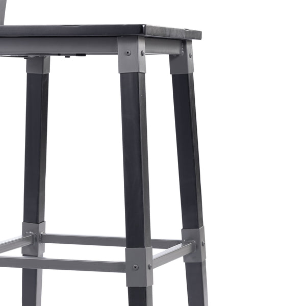 Black |#| Commercial Grade Rustic Industrial Style Wood Dining Barstool in Black