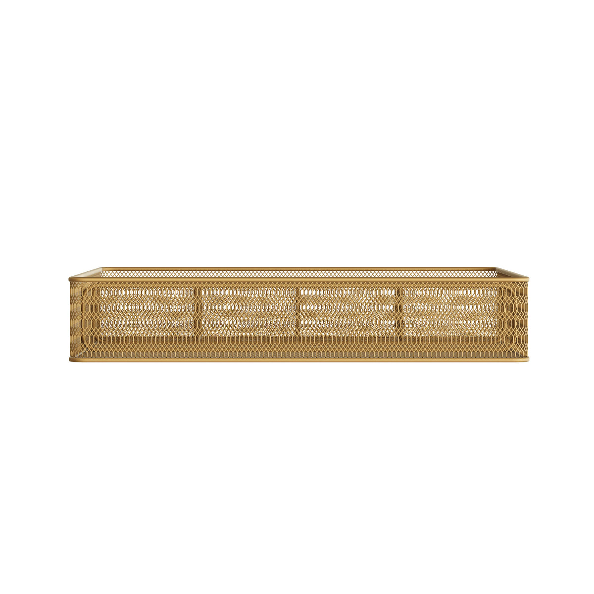 Premium 6 Section Mesh Metal Large Desk Drawer Storage Organizer in Gold