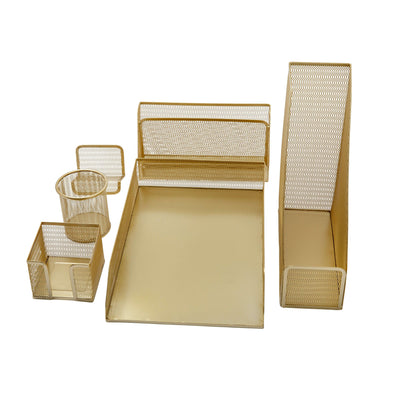 Ryder Mesh Metal 6pc Set Desktop Organizers and Accessories, Holds Files, Magazines, Letters, Pens, Sticky Notes and Business Cards - View 1