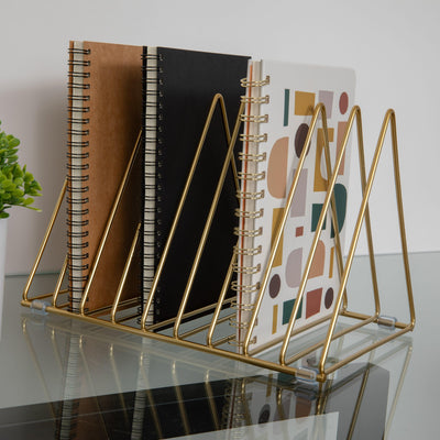 Ryder Mesh Metal 9 Slot Triangle Magazine File Holder, Desktop Organizer Sorter - View 2