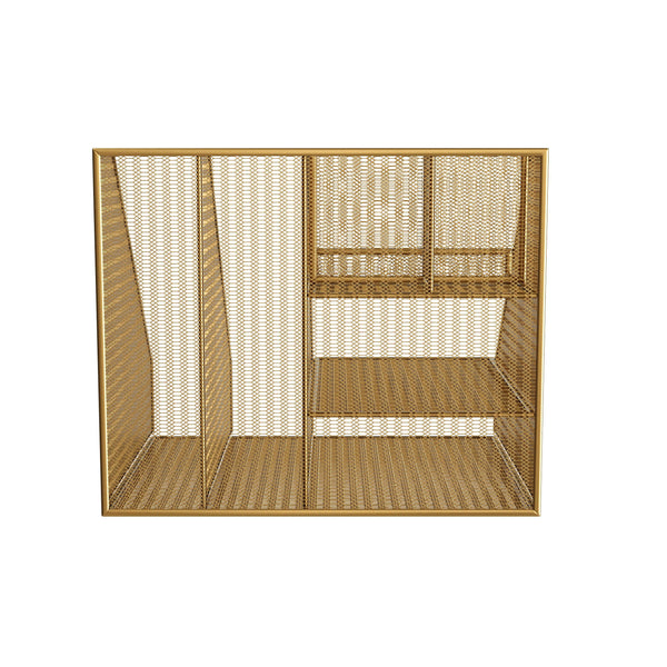 Large Steel Mesh Desktop Organizer with File Holder and Pen Storage-Gold