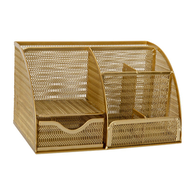 Ryder Mesh Metal Small Desktop Organizer for Office Accessories, Notebooks, Pen Holder and Drawer - View 1
