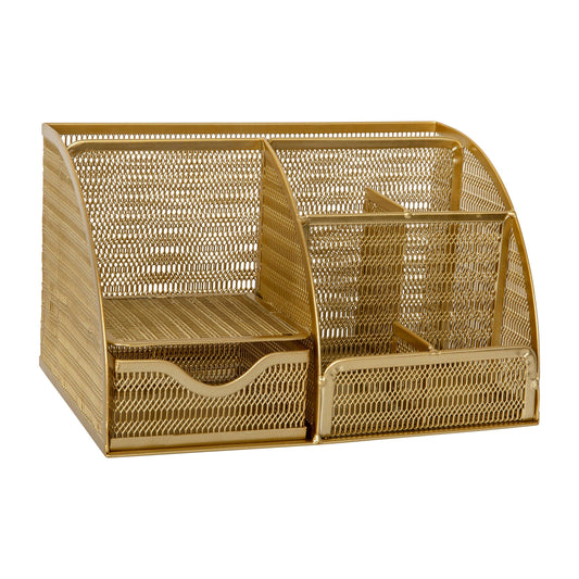 Ryder Mesh Metal Small Desktop Organizer for Office Accessories, Notebooks, Pen Holder and Drawer