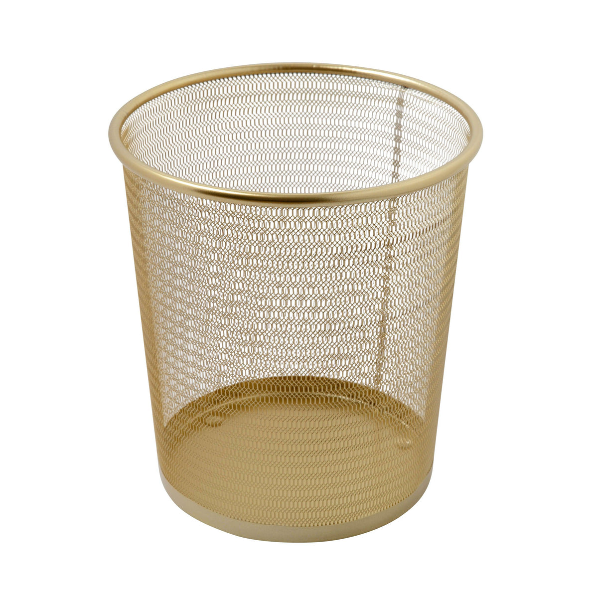 Premium 4.5 Gallon Mesh Metal Wastebasket in Gold