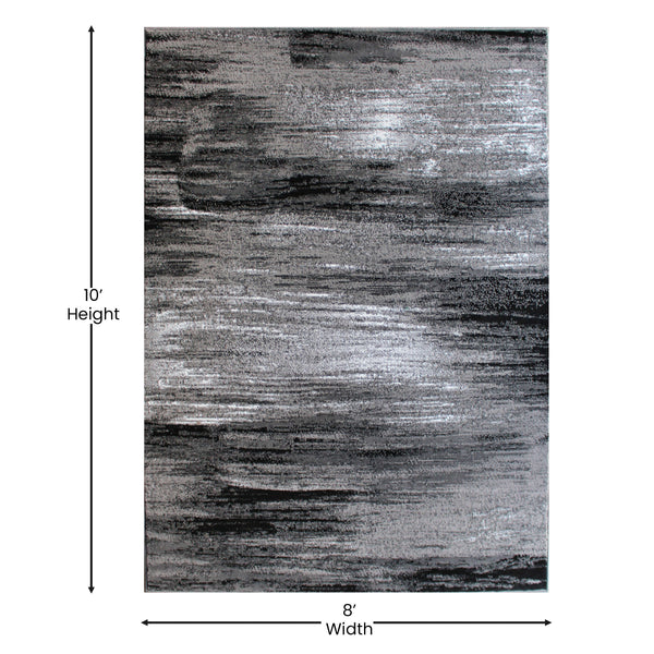 Grey,8' x 10' |#| Abstract Style Accent Area Rug -Gray Scraped Pattern - 8' x 10'