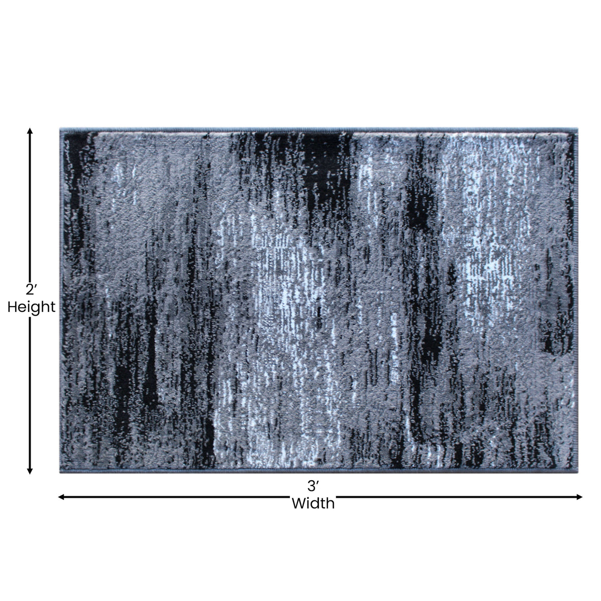 Grey,2' x 3' |#| Abstract Style Accent Area Rug - Gray Scraped Pattern - 2' x 3'