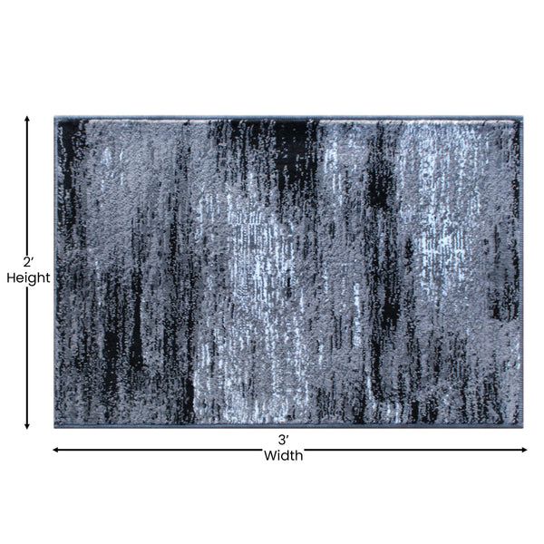 Grey,2' x 3' |#| Abstract Style Accent Area Rug - Gray Scraped Pattern - 2' x 3'