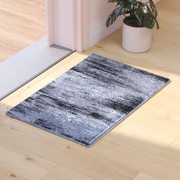 Grey,2' x 3' |#| Abstract Style Accent Area Rug - Gray Scraped Pattern - 2' x 3'