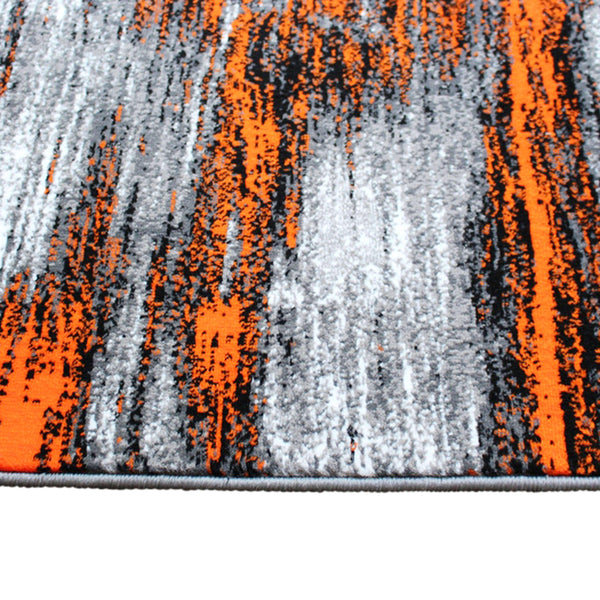 Orange,2' x 7' |#| Abstract Style Accent Area Rug - Red & Gray Scraped Pattern - 2' x 7'