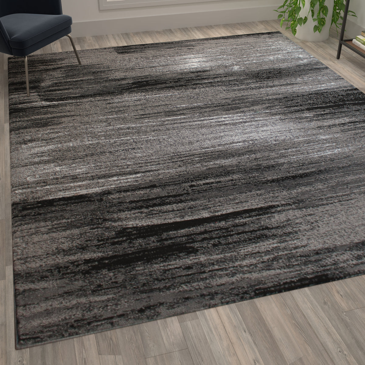Grey,8' x 10' |#| Abstract Style Accent Area Rug -Gray Scraped Pattern - 8' x 10'