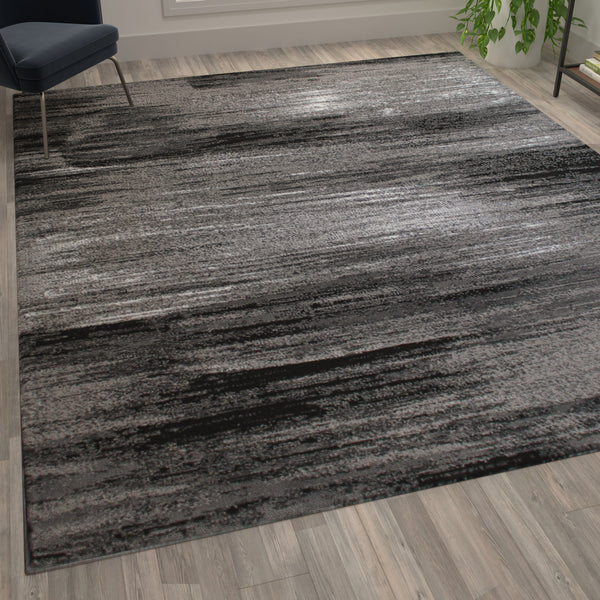 Grey,8' x 10' |#| Abstract Style Accent Area Rug -Gray Scraped Pattern - 8' x 10'
