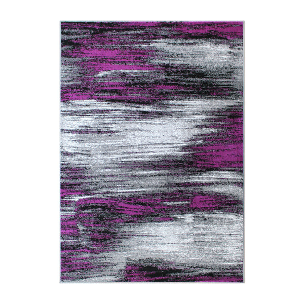Purple,6' x 9' |#| Abstract Style Accent Area Rug - Purple & Gray Scraped Pattern - 6' x 9'
