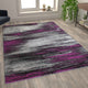 Purple,6' x 9' |#| Abstract Style Accent Area Rug - Purple & Gray Scraped Pattern - 6' x 9'