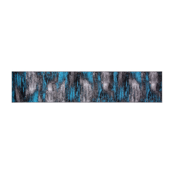 Blue,2' x 10' |#| Abstract Style Accent Area Rug - Blue & Gray Scraped Pattern - 2' x 10'