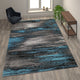 Blue,8' x 10' |#| Abstract Style Accent Area Rug - Blue & Gray Scraped Pattern - 8' x 10'