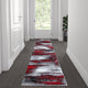 Red,2' x 7' |#| Abstract Style Accent Area Rug - Orange & Gray Scraped Pattern - 2' x 7'