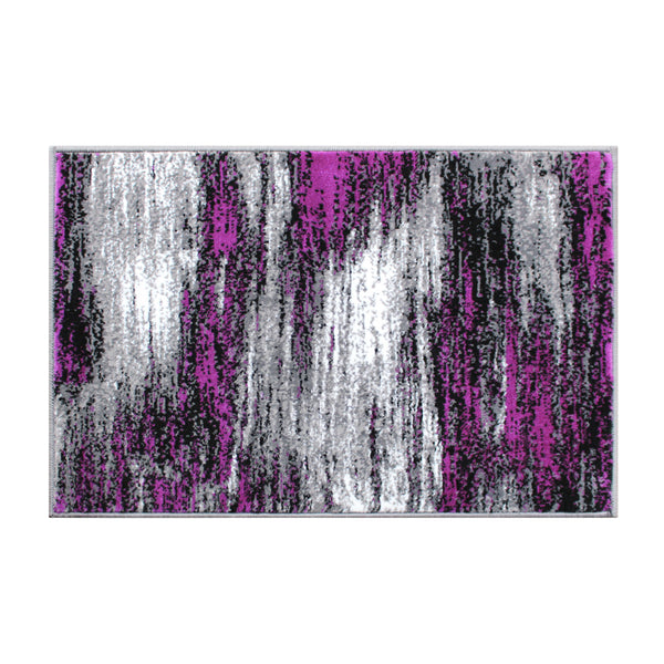 Purple,2' x 3' |#| Abstract Style Accent Area Rug - Purple & Gray Scraped Pattern - 2' x 3'