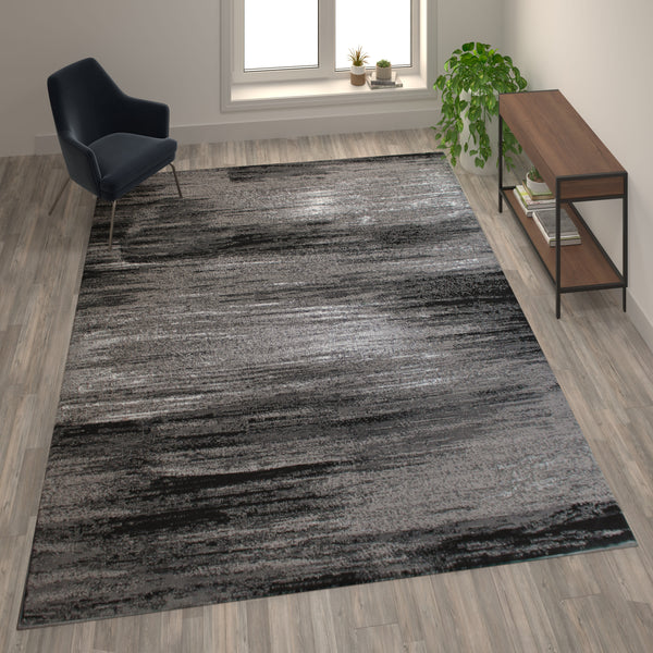 Grey,6' x 9' |#| Abstract Style Accent Area Rug - Gray Scraped Pattern - 6' x 9'