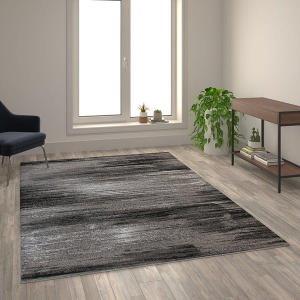 Grey,6' x 9' |#| Abstract Style Accent Area Rug - Gray Scraped Pattern - 6' x 9'