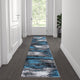 Blue,2' x 7' |#| Abstract Style Accent Area Rug - Blue Scraped Pattern - 2' x 7'