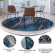 Blue,7' Round |#| Abstract Style Accent Area Rug - Scraped Pattern - Blue & Gray - 7' x 7' Round