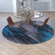 Blue,7' Round |#| Abstract Style Accent Area Rug - Scraped Pattern - Blue & Gray - 7' x 7' Round