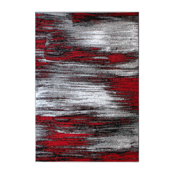 Red,5' x 7' |#| Abstract Style Accent Area Rug - Red & Gray Scraped Pattern - 5' x 7'