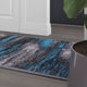 Blue,2' x 10' |#| Abstract Style Accent Area Rug - Blue & Gray Scraped Pattern - 2' x 10'