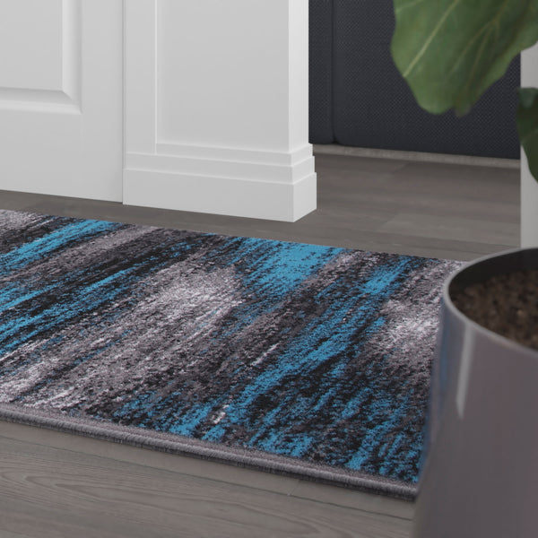 Grey,2' x 7' |#| Abstract Style Accent Area Rug - Gray Scraped Pattern - 2' x 7'