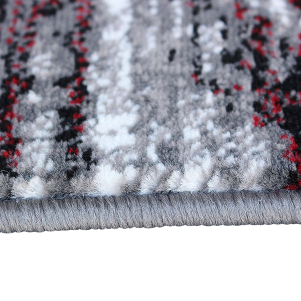 Red,5' Round |#| Abstract Style Accent Area Rug - Scraped Pattern - Red & Gray - 5' x 5' Round