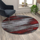 Red,5' Round |#| Abstract Style Accent Area Rug - Scraped Pattern - Red & Gray - 5' x 5' Round