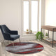 Red,5' Round |#| Abstract Style Accent Area Rug - Scraped Pattern - Red & Gray - 5' x 5' Round