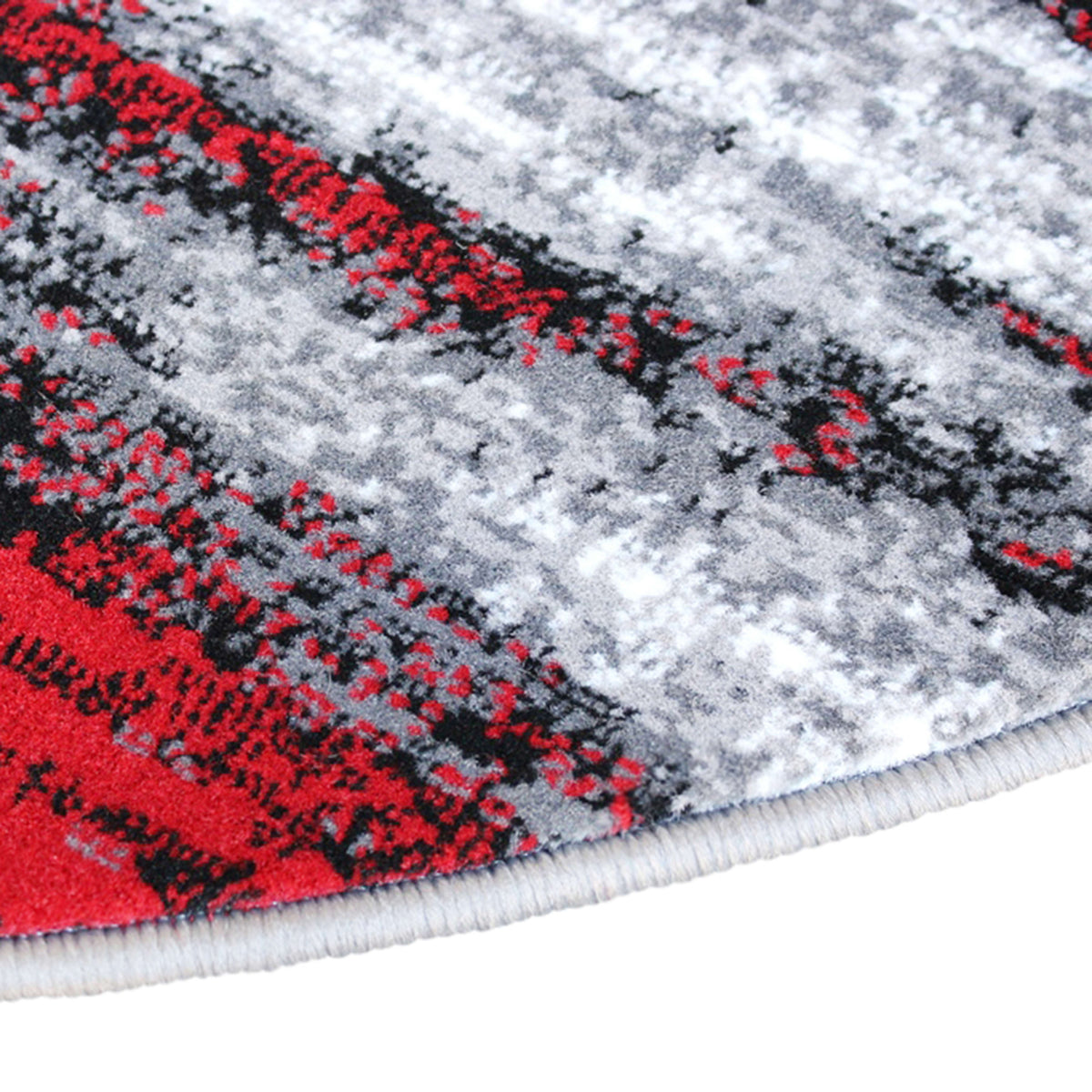 Red,5' Round |#| Abstract Style Accent Area Rug - Scraped Pattern - Red & Gray - 5' x 5' Round