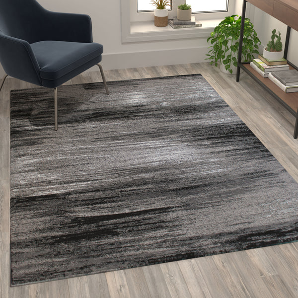 Grey,5' x 7' |#| Abstract Style Accent Area Rug - Gray Scraped Pattern - 5' x 7'